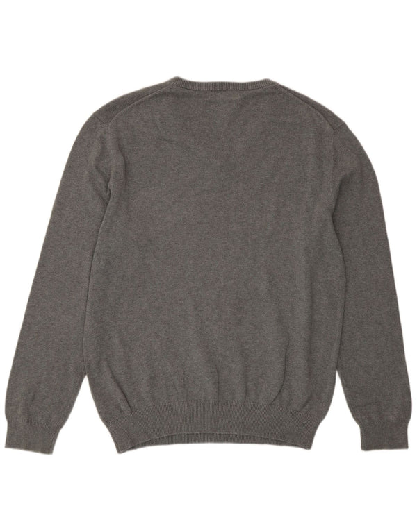Crew Clothing Mens V-Neck Jumper Sweater XL Grey Cotton