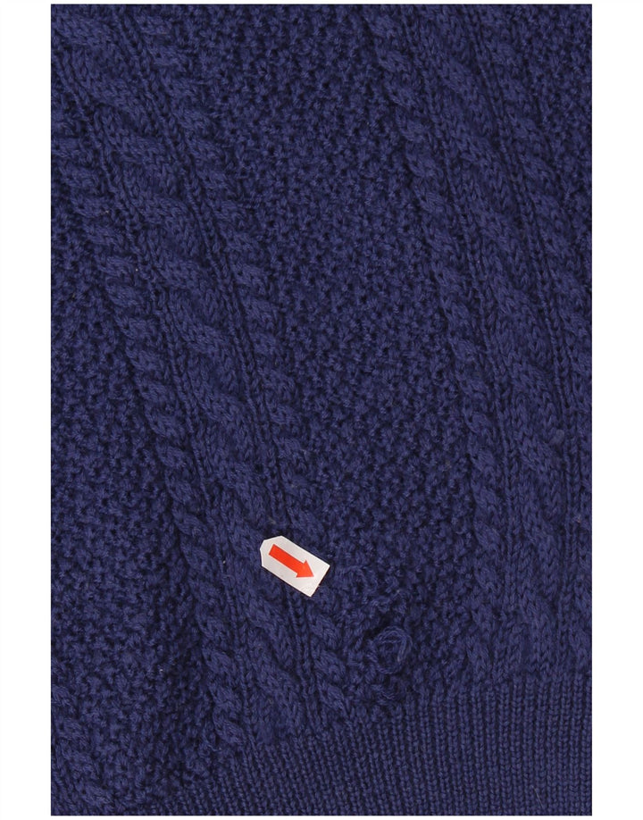 VINTAGE Mens Crew Neck Jumper Sweater XL Navy Blue Virgin Wool