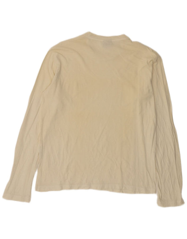 LEVI'S Womens Top Long Sleeve UK 16 Large Off White Cotton