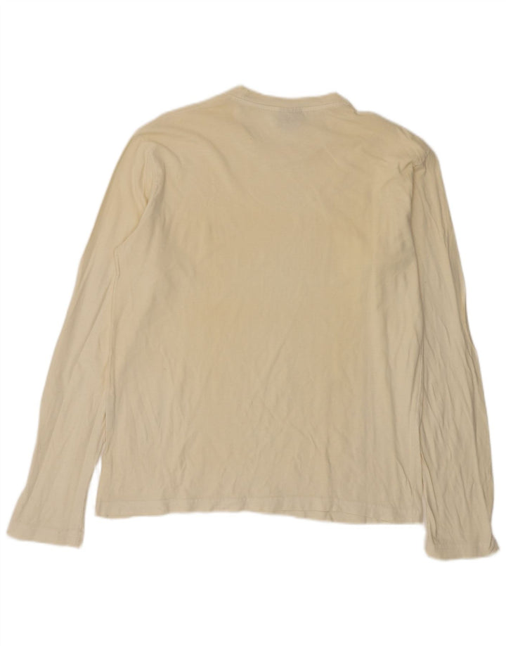 LEVI'S Womens Top Long Sleeve UK 16 Large Off White Cotton