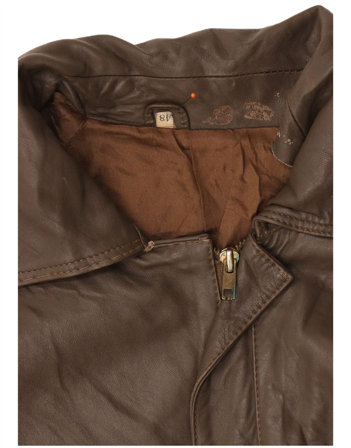 VINTAGE Mens Leather Jacket IT 48 Medium Brown