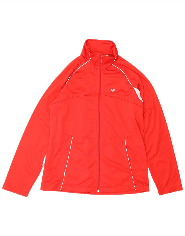LOTTO Womens Tracksuit Top Jacket UK 14 Medium Red Colourblock Polyester