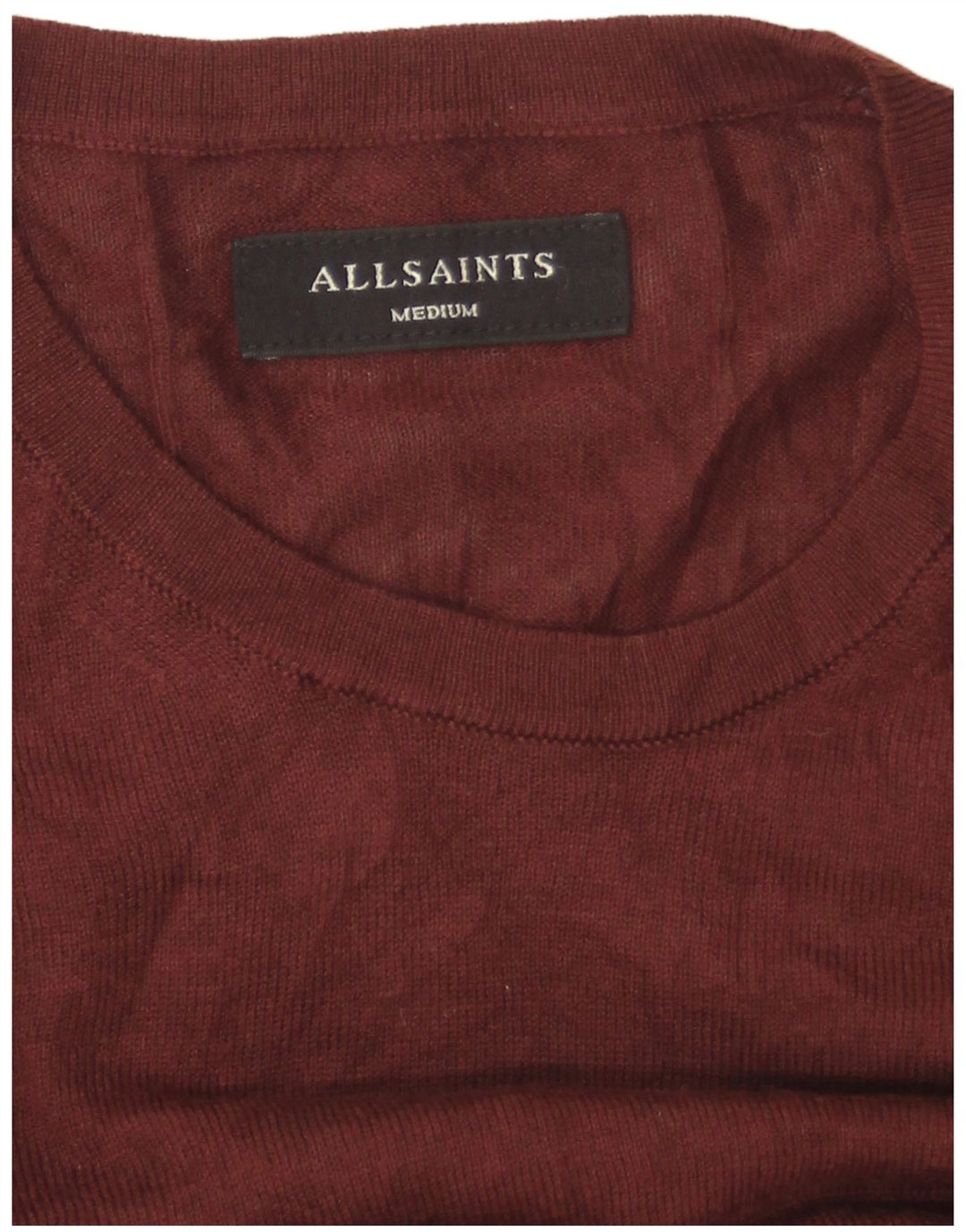 All Saints Mens Boat Neck Jumper Sweater Medium Brown