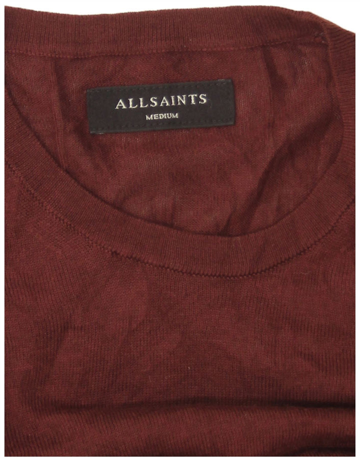 All Saints Mens Boat Neck Jumper Sweater Medium Brown
