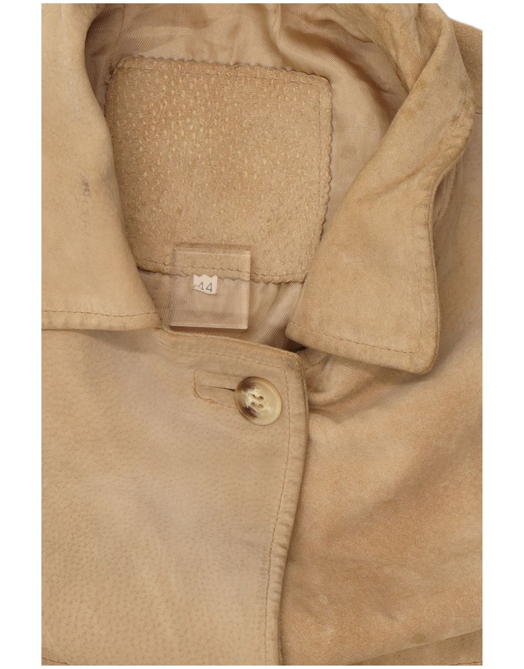 VINTAGE Womens Suede Jacket IT 44 Medium Beige