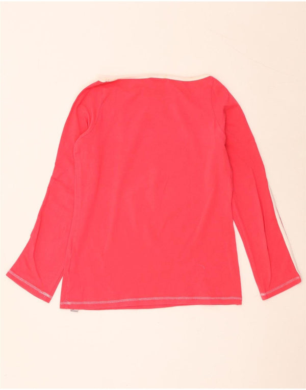 Nike Womens Graphic Top Long Sleeve UK 14/16 Large Pink Colourblock