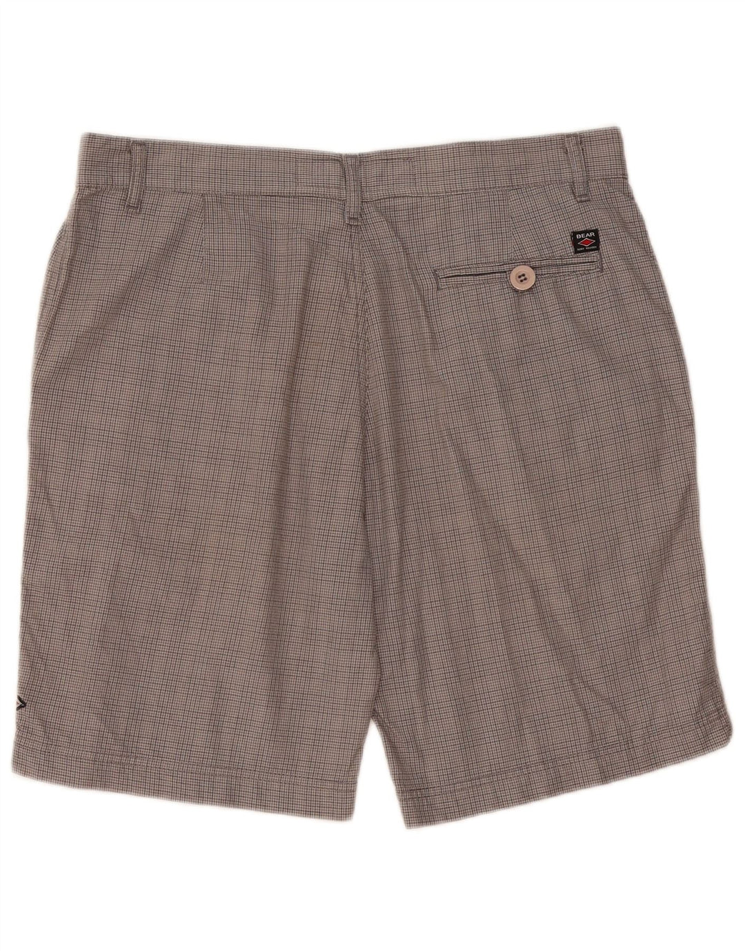 Bear Mens Chino Shorts W34 Large Grey Houndstooth Cotton