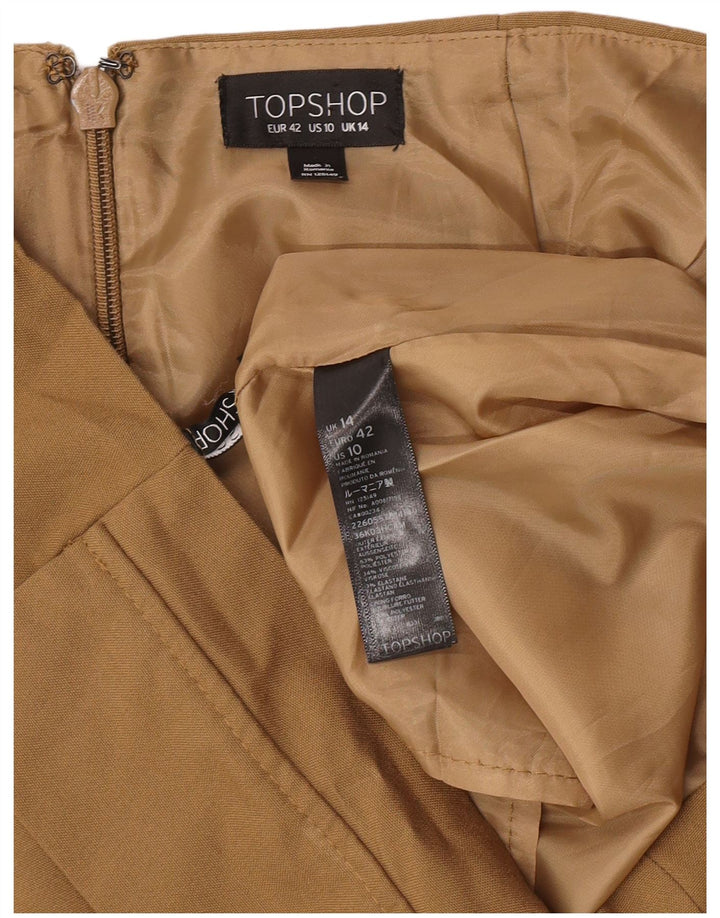 Topshop Womens Mini Skirt UK 14 Large W32 Khaki Polyester