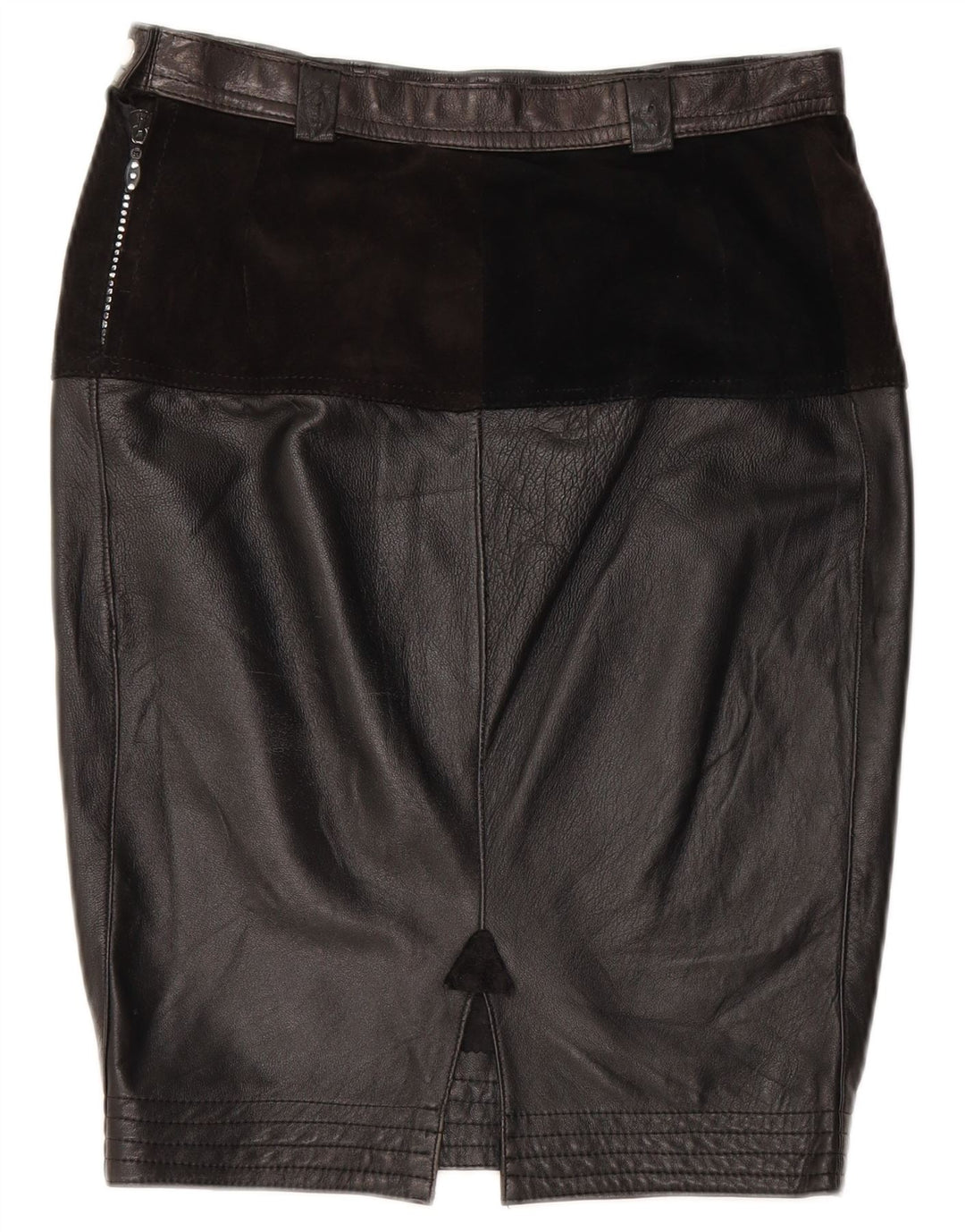 VINTAGE Womens Leather Skirt Medium W28 Black