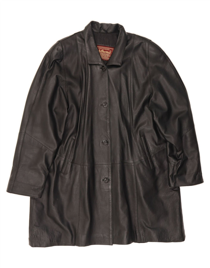 VINTAGE Womens Leather Coat UK 18 XL Black Vintage Vintage and Second-Hand Vintage from Messina Hembry 