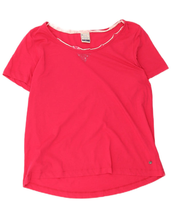 Champion Womens T-Shirt Top UK 18 XL Pink Cotton
