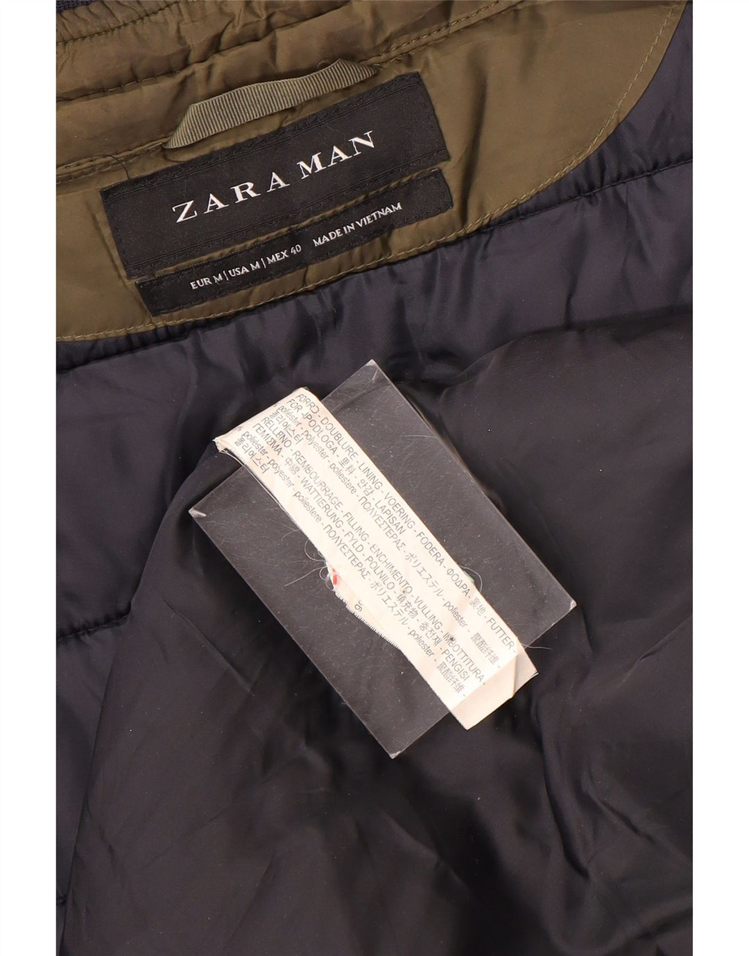 Zara Mens Padded Jacket UK 38 Medium Brown Polyester