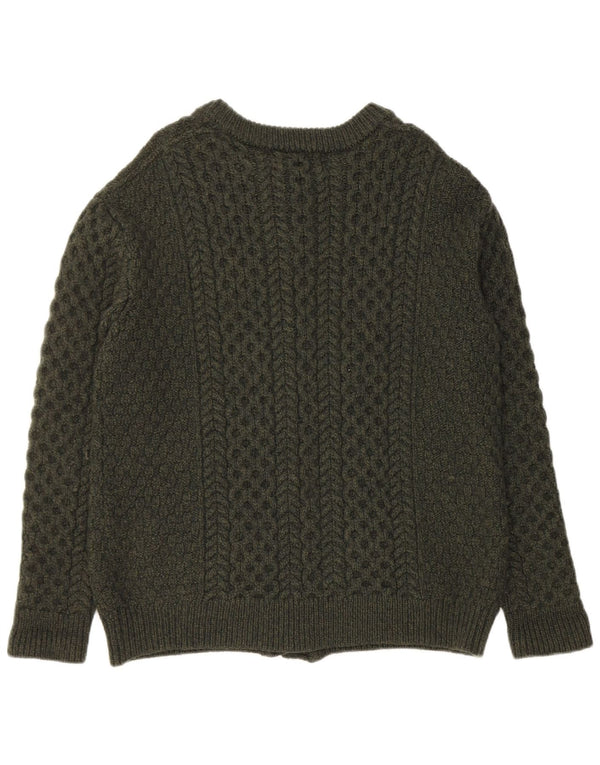 Shades Of Aran Womens Cardigan Sweater UK 18 XL Khaki Merino Wool