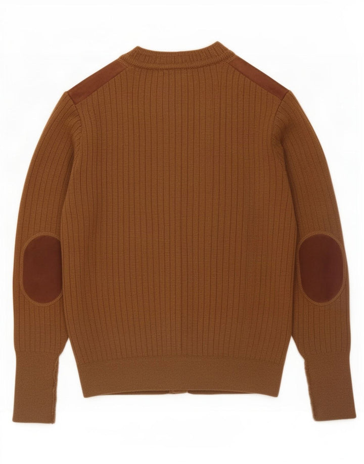 Pierre Sangan Mens Cardigan Sweater Medium Brown Wool