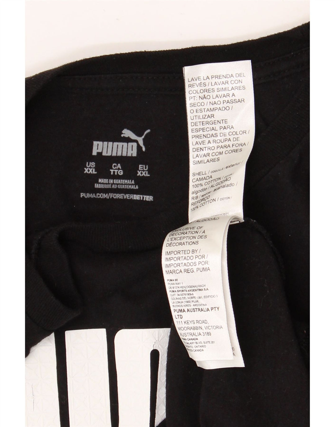 PUMA Mens Graphic T-Shirt Top 2XL Black Cotton