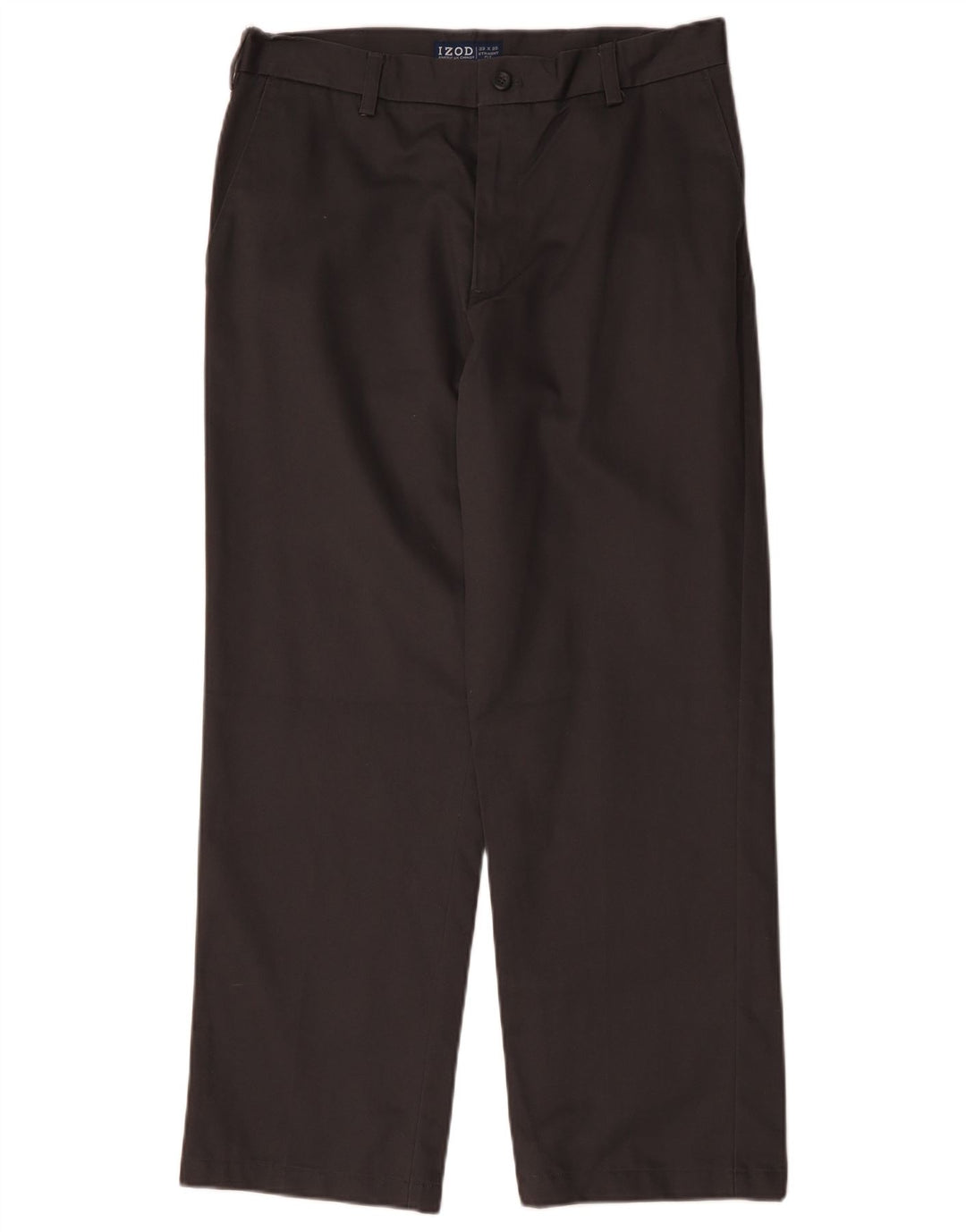 IZOD Mens Straight Chino Trousers W33 L30 Grey Cotton