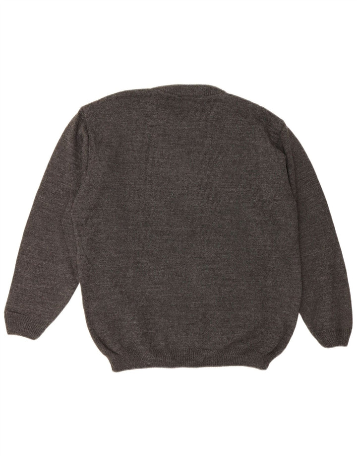 Basicline Mens Crew Neck Jumper Sweater UK 42/44 Large Grey Check Acrylic
