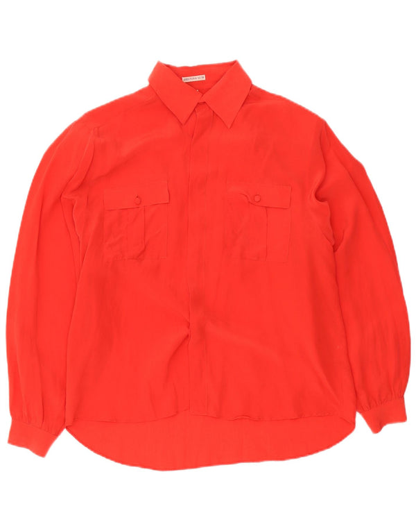 Vintage Womens Oversized Shirt Blouse EU 36 Small Red Silk