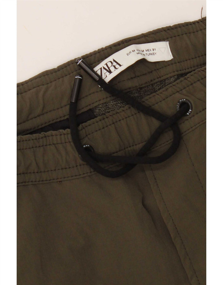 Zara Mens Cargo Tracksuit Trousers Joggers Medium Khaki