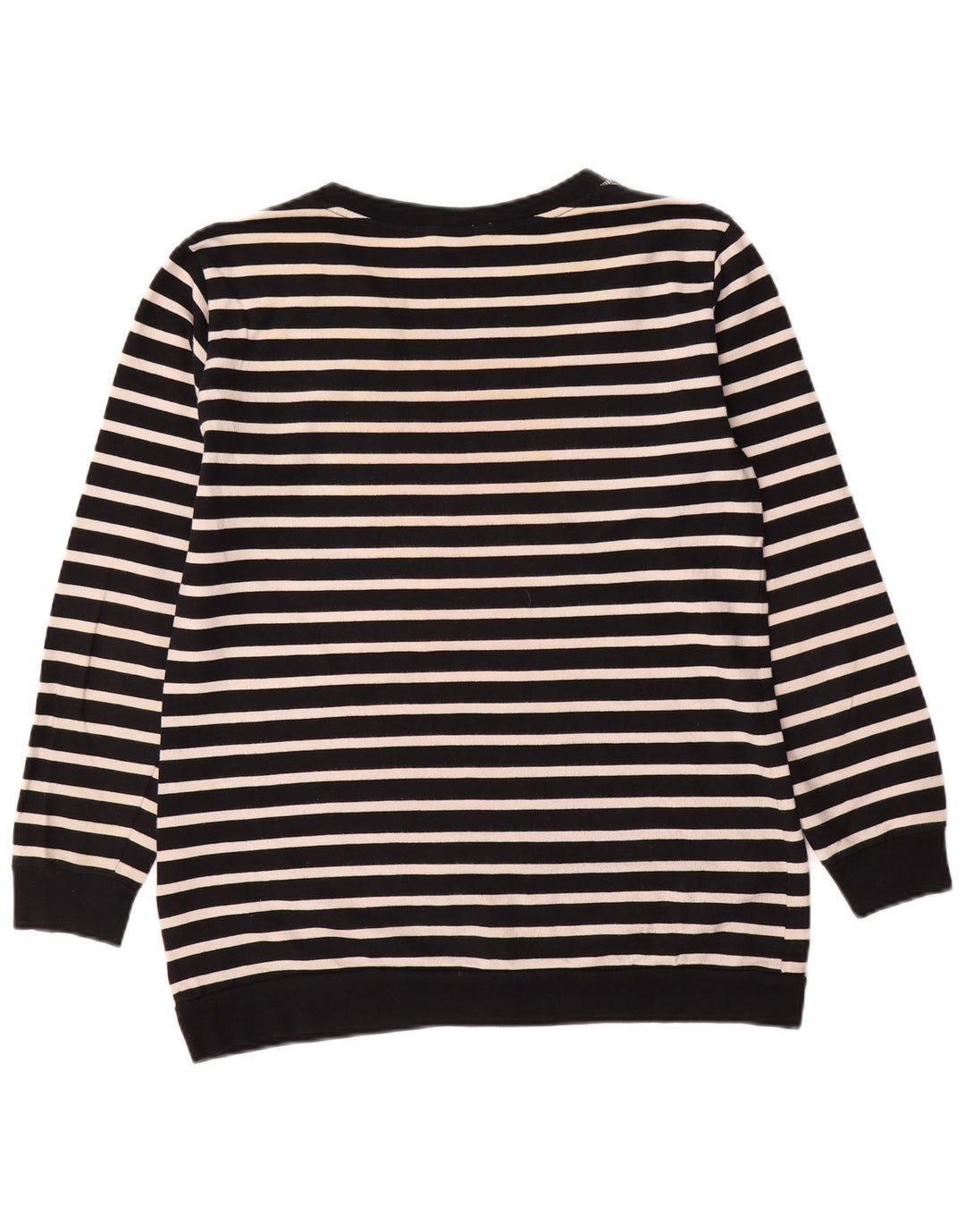 Massimo Dutti Womens Sweatshirt Jumper UK 10 Small Black Striped Cotton