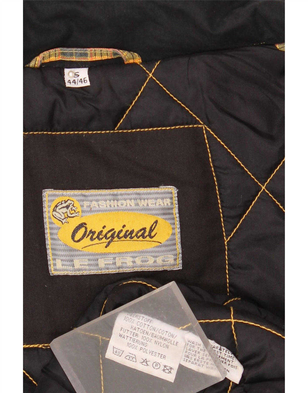 Le Frog Mens Loose Fit Windbreaker Jacket IT 46 Small Yellow Check Cotton