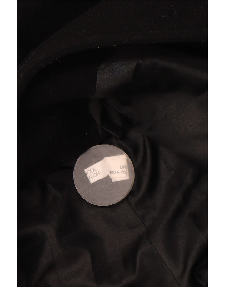 Vintage Womens Overcoat UK 14 Large Black Floral