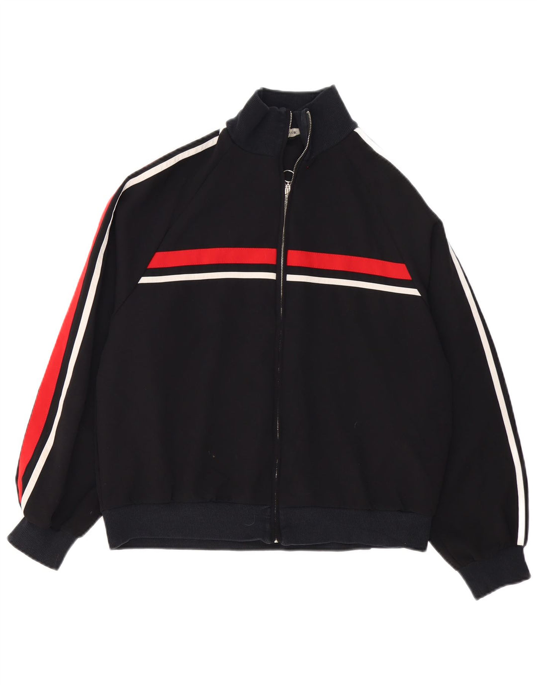 Zara Womens Tracksuit Top Jacket UK 16 Large Black Colourblock Polyester