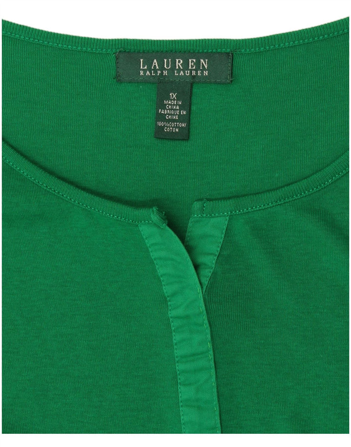 RALPH LAUREN Womens Top Long Sleeve UK 18 XL Green Cotton