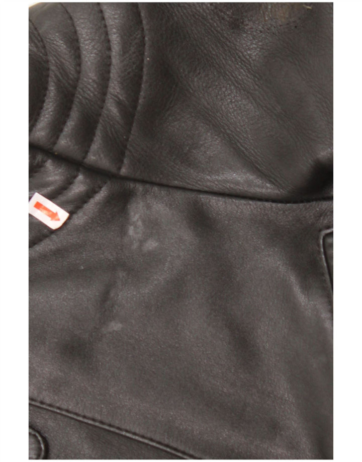 VINTAGE Womens Leather Biker Jacket UK 18 XL Black Leather