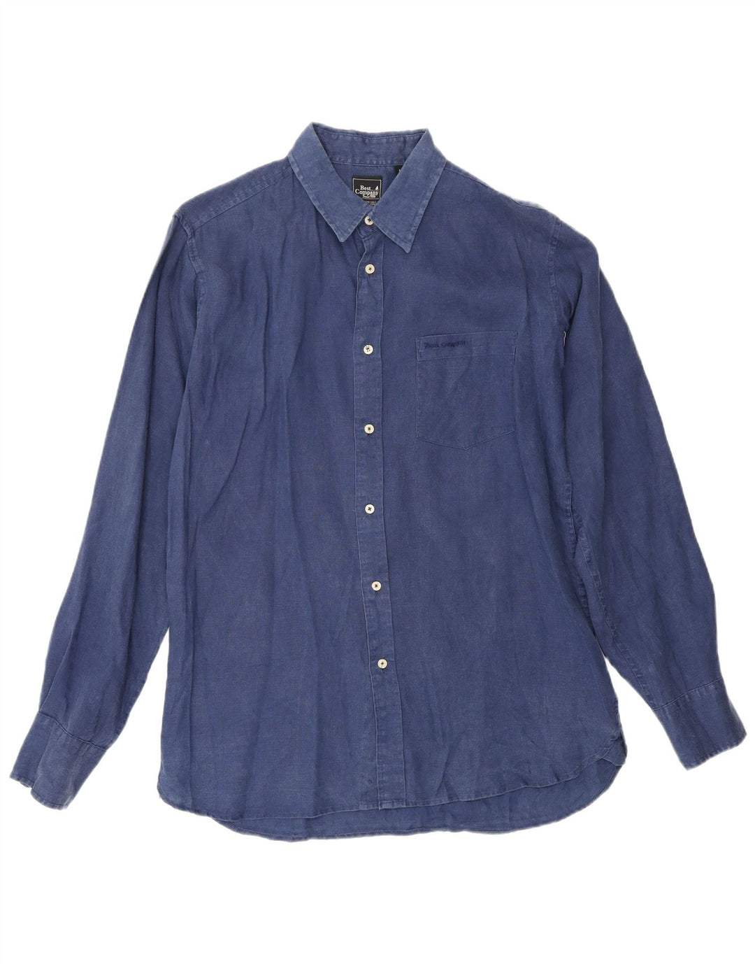 Best Company Mens Shirt Medium Navy Blue Linen