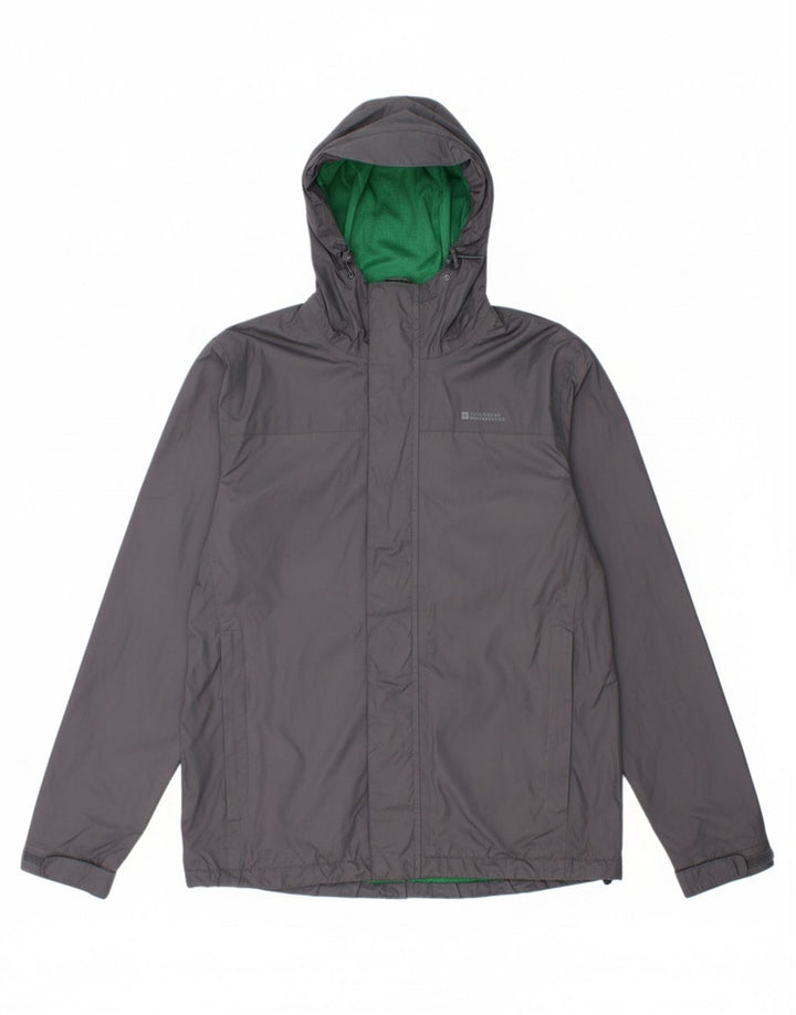 MOUNTAIN WAREHOUSE Mens Hooded Rain Jacket UK 36 Small Grey Polyester