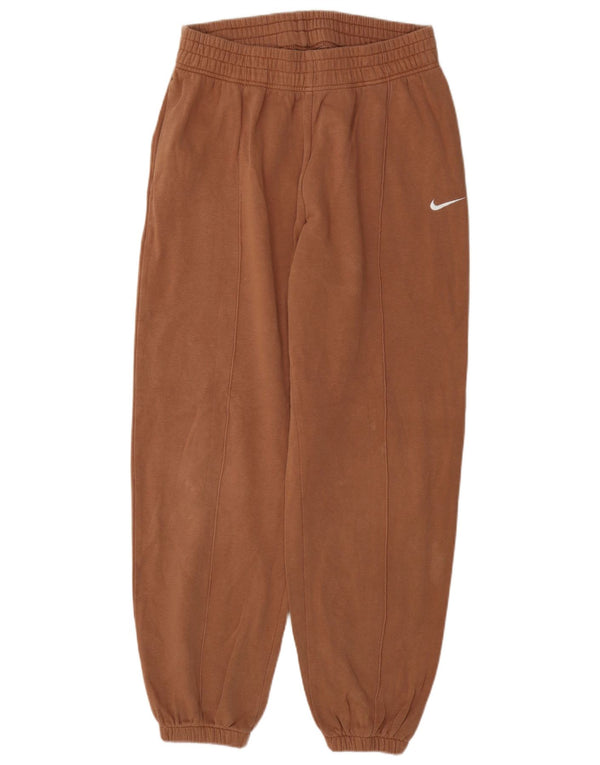 Nike Womens Loose Fit Tracksuit Trousers Joggers UK 12 Medium Brown Cotton