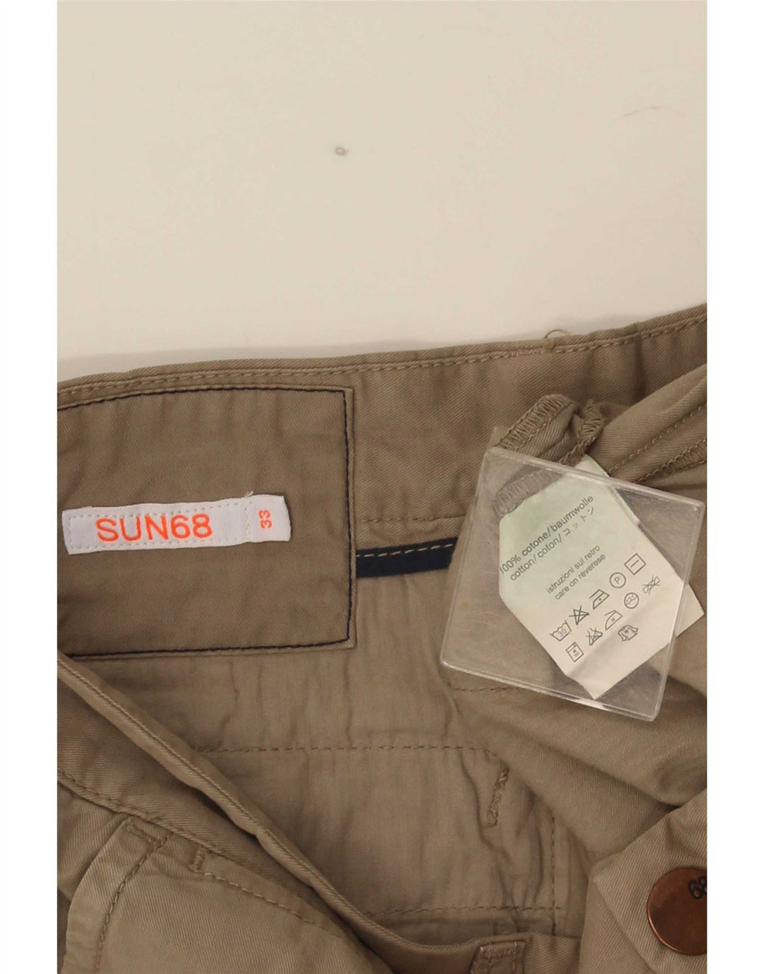 Sun68 Mens Regular Chino Shorts W33 Medium Beige Floral Cotton