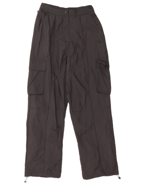 ADIDAS Womens Straight Cargo Trousers UK 4 XS W24 L27 Black Polyamide
