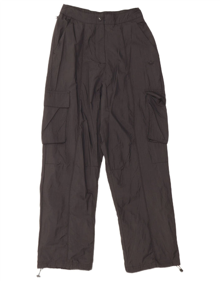 ADIDAS Womens Straight Cargo Trousers UK 4 XS W24 L27 Black Polyamide