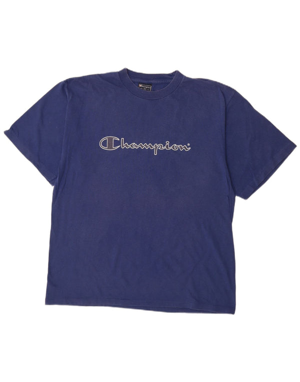 CHAMPION Mens Graphic T-Shirt Top XL Navy Blue Cotton