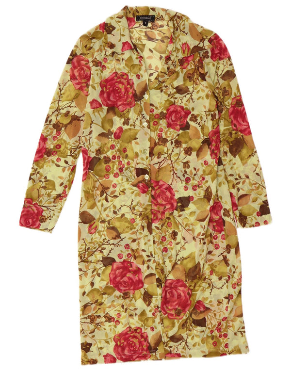 Kookai Womens Long Sleeve Shirt Dress Size 1 Small Green Floral Bohemian