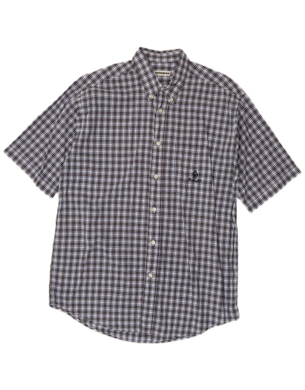 Burlington Mens Short Sleeve Shirt Large Blue Check Cotton