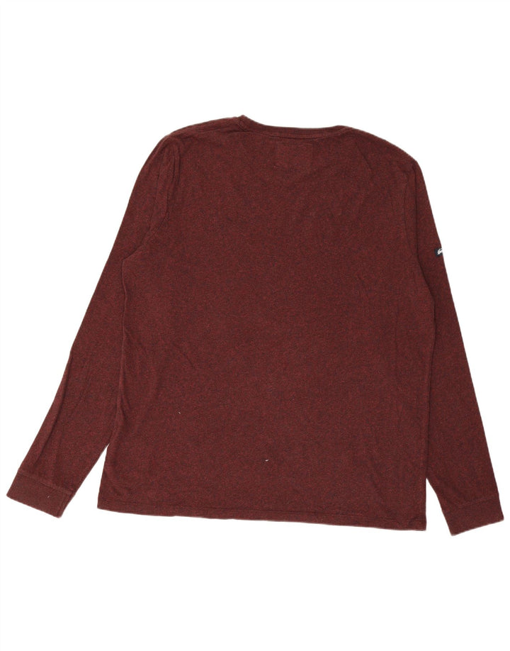 SUPERDRY Mens Top Long Sleeve 3XL Burgundy Cotton