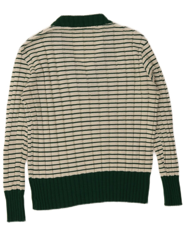 Vintage Womens V-Neck Jumper Sweater IT 42 Medium Green Striped