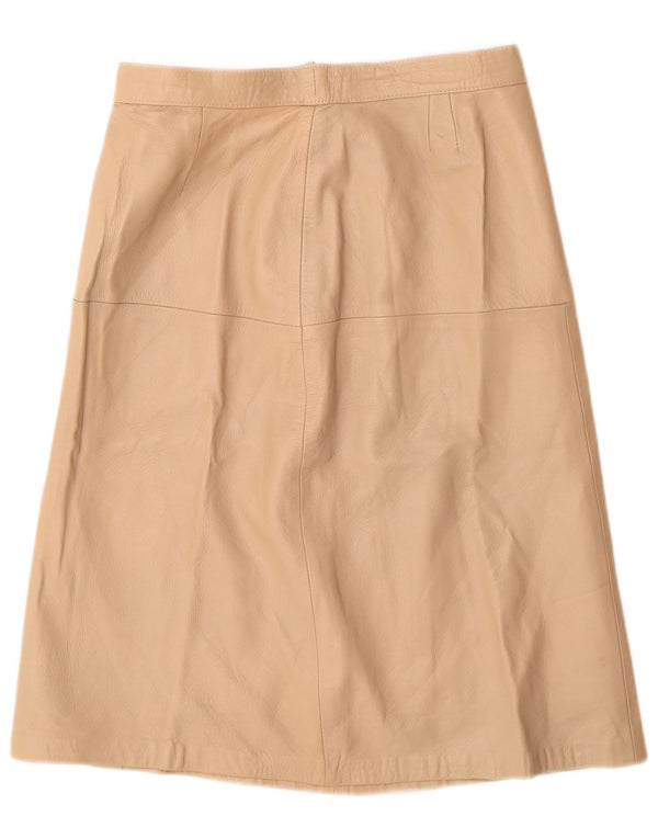 Vintage Womens High Waist Leather Skirt IT 46 Large W28 Beige