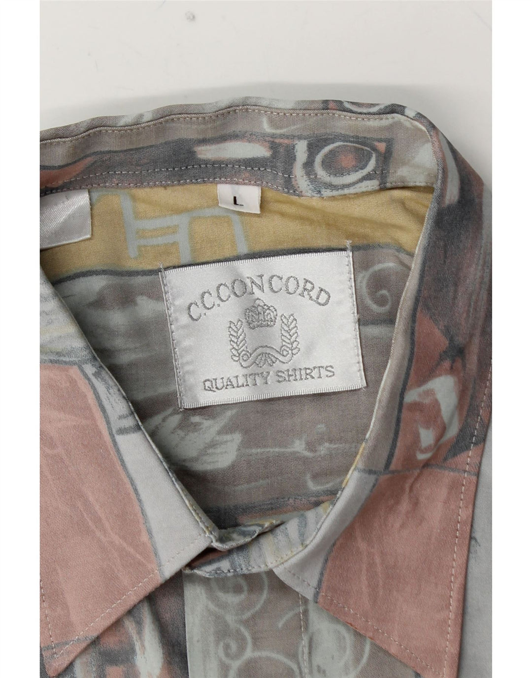 C.C.CONCORD  Mens Short Sleeve Shirt Large Multicoloured Geometric