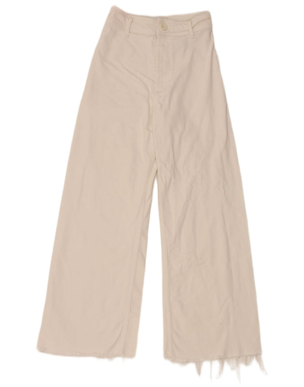 Zara Womens Wide Leg Straight Jeans EU 34 2XS W24 L27 White Cotton