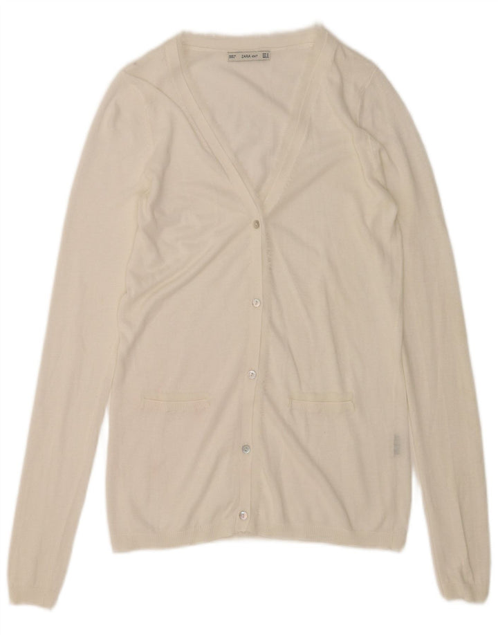 Zara Womens Cardigan Sweater UK 10 Small White
