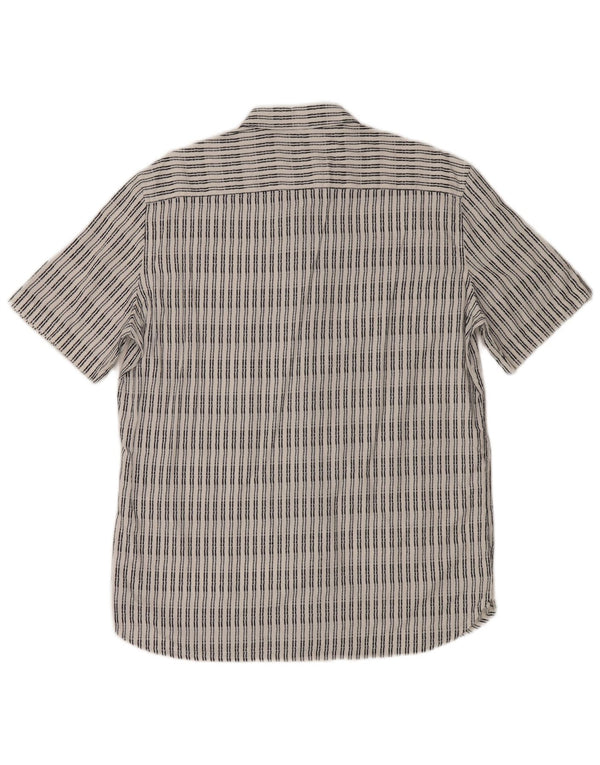 French Connection Mens Short Sleeve Shirt Large White Striped Viscose