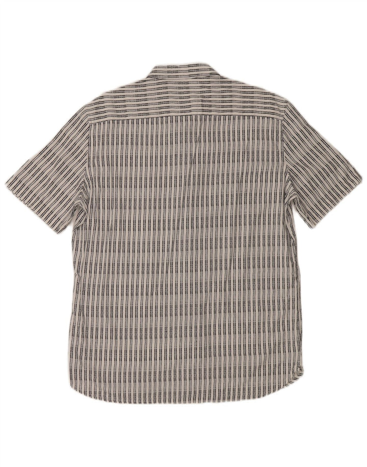 French Connection Mens Short Sleeve Shirt Large White Striped Viscose