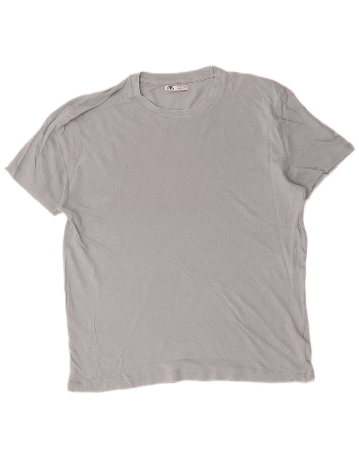 Zara Mens T-Shirt Top Medium Grey Cotton