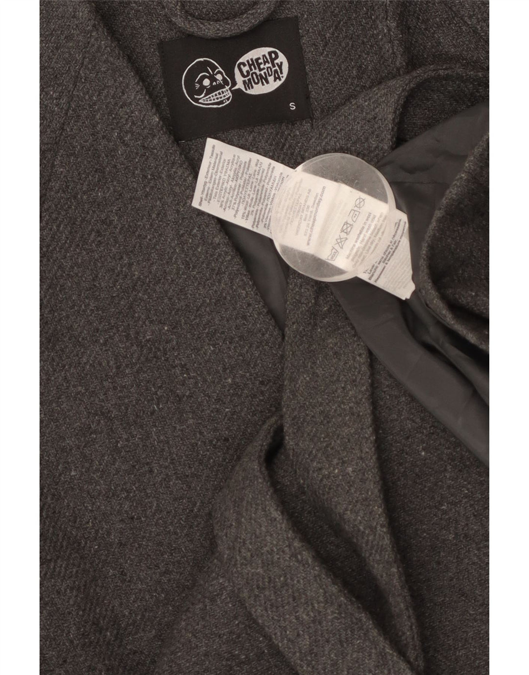 CHEAP MONDAY Womens Overcoat UK 10 Small Grey Acrylic