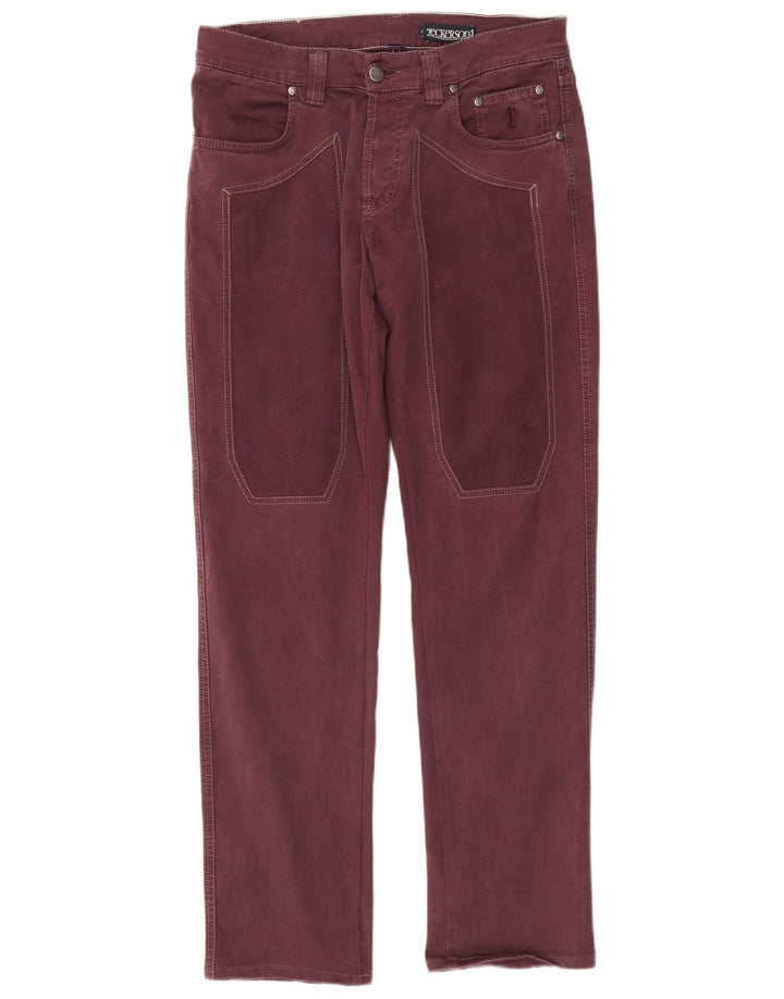 Jeckerson Mens Straight Jeans W32 L31 Maroon Cotton