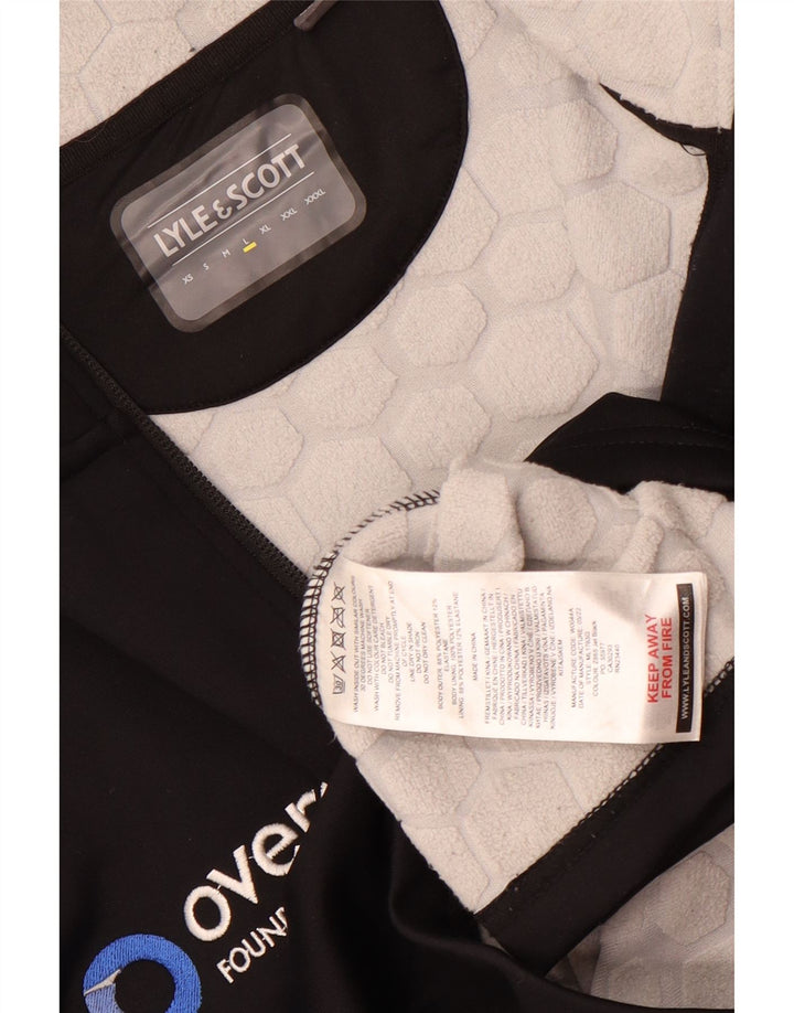 Lyle & Scott Mens Graphic Zip Neck Pullover Tracksuit Top Large Black